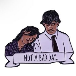 The Office Pin, Jim Halpert & Pam Beesly Not A Bad Day Enamel Pin.